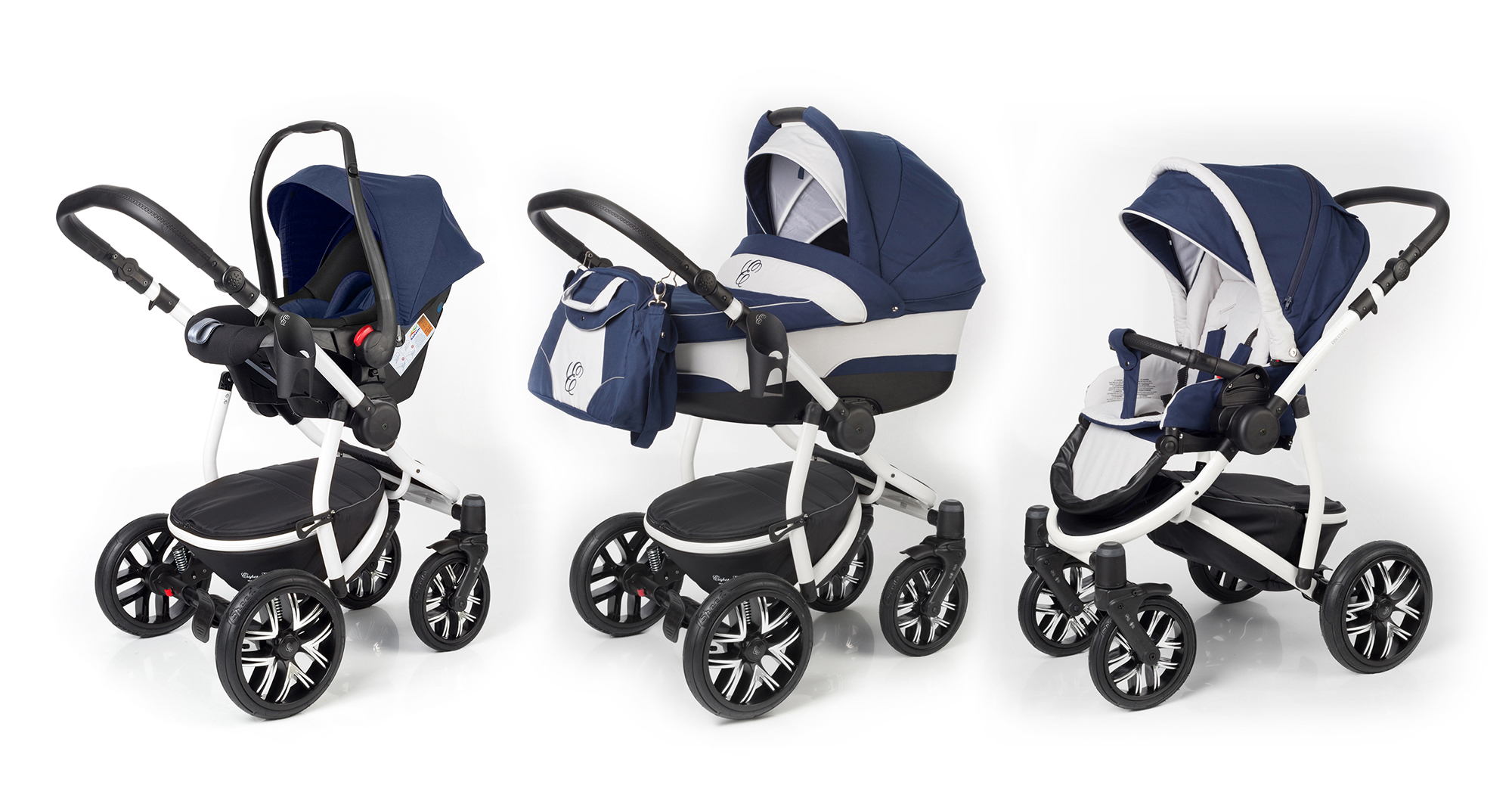 Коляска 3 в 1 Esspero Discovery (шасси White) Navy Grey
