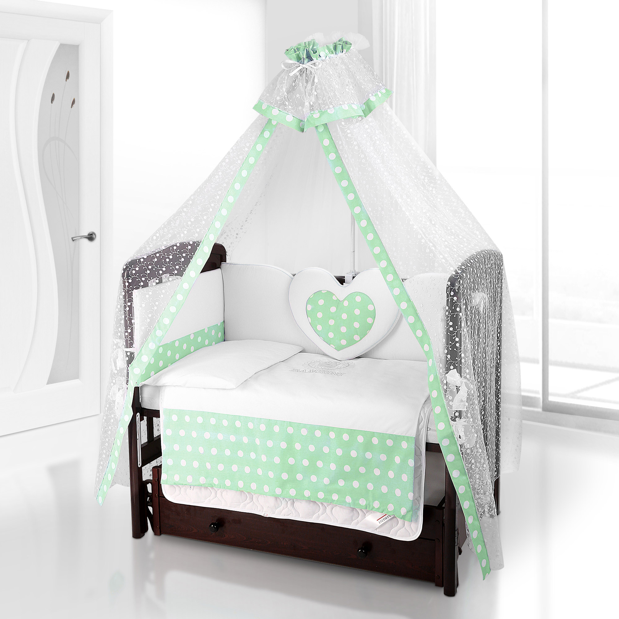 Комплект постельного белья Beatrice Bambini Cuore Grande Anello BIANCO VERDE