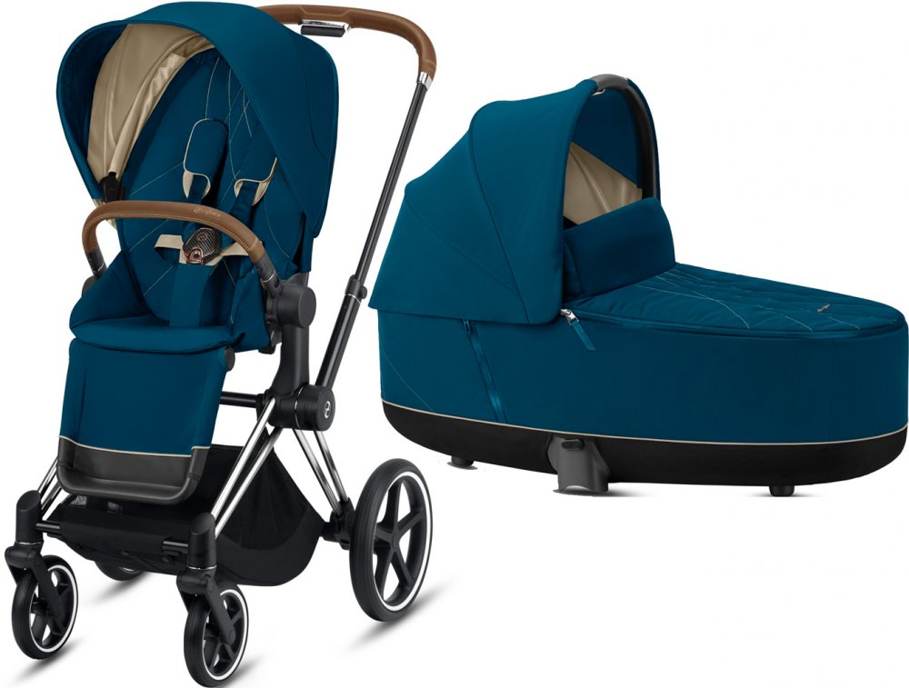 Коляска 2 в 1 Cybex Priam III (Chrome Brown) Mountain Blue