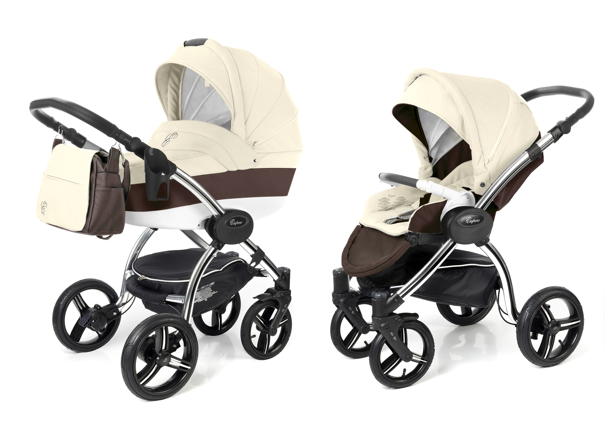 Коляска 2 в 1 Esspero Grand I-Nova (шасси Chrome) Cream leatherette