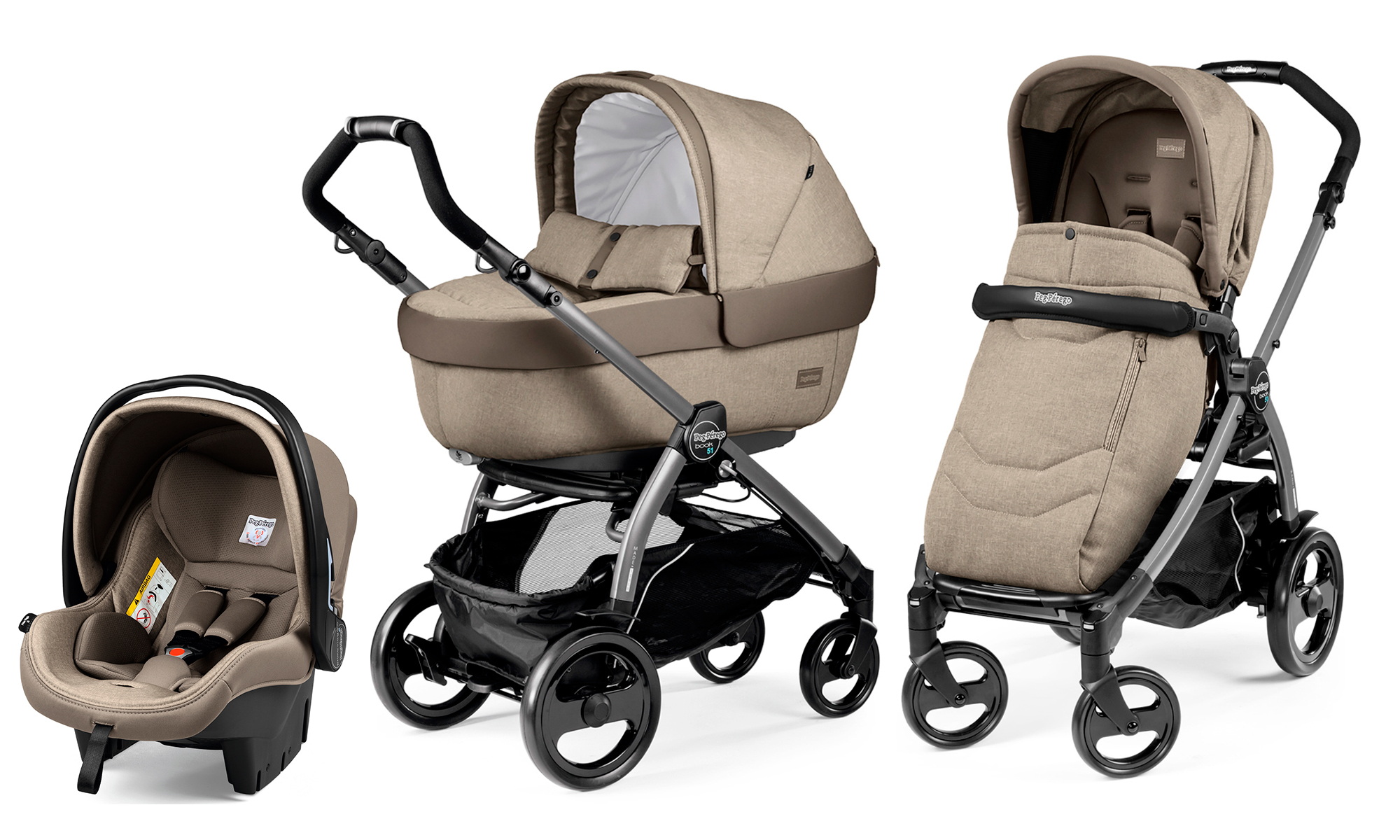 Коляска 3 в 1 Peg Perego Book 51 Elite Modular System (шасси Jet) Cream