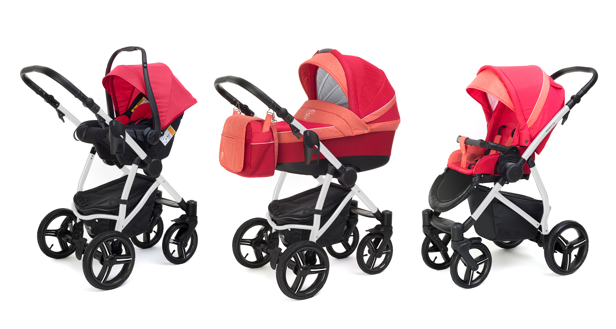 Коляска 3 в 1 Esspero Grand Newborn Lux (шасси White) Red Sunset