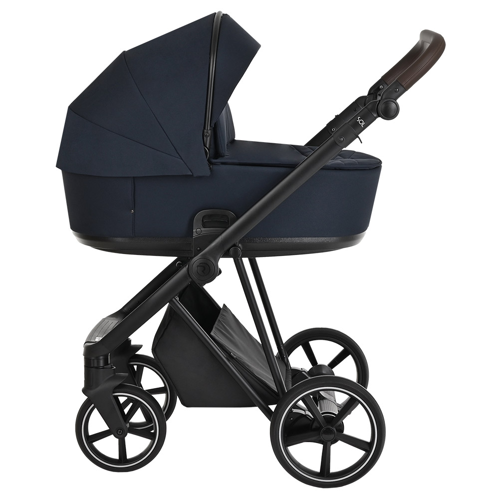 Коляска 2 в 1 Roan Sol Mystic Blue/Black/руч.Тем.Коричневый