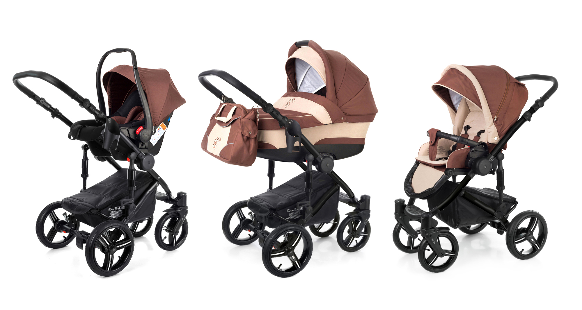 Коляска 3 в 1 Esspero Magic (шасси Black) Brown Beige