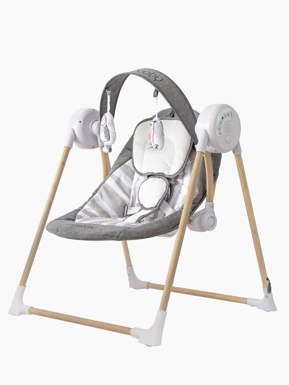Электрокачели Amarobaby Wooden Swing Серый