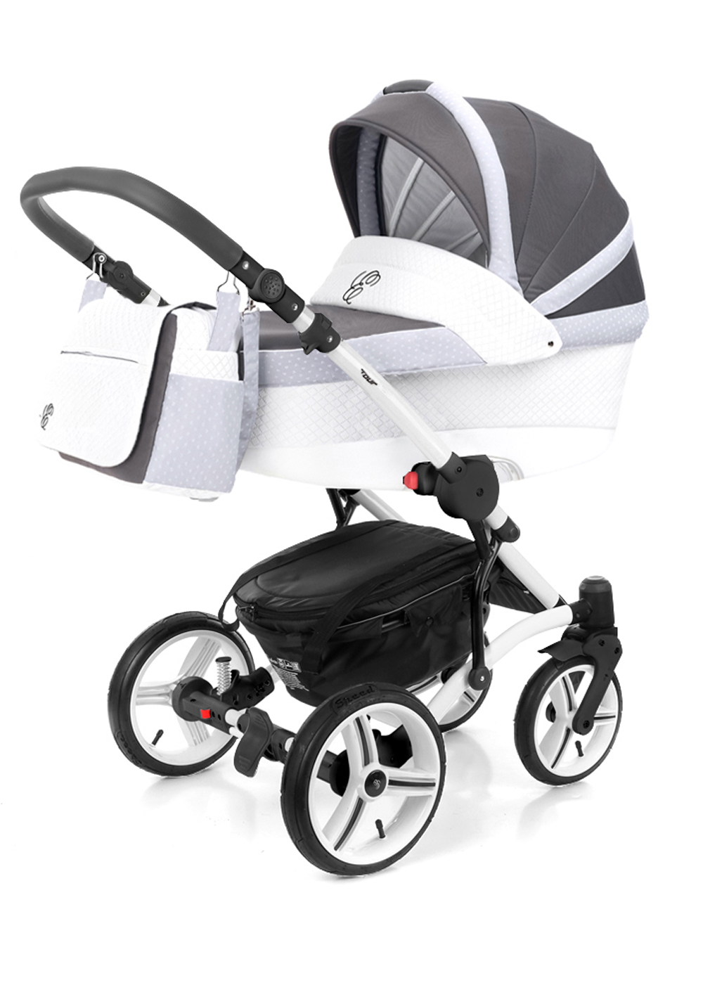 Коляска для новорожденных Esspero Tour Leatherette (шасси White) Royal Silver