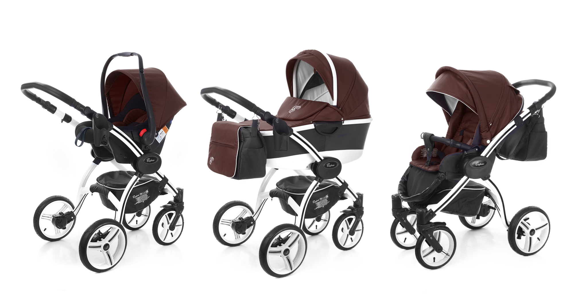 Коляска 3 в 1 Esspero I-Nova Alu (шасси White) Brown