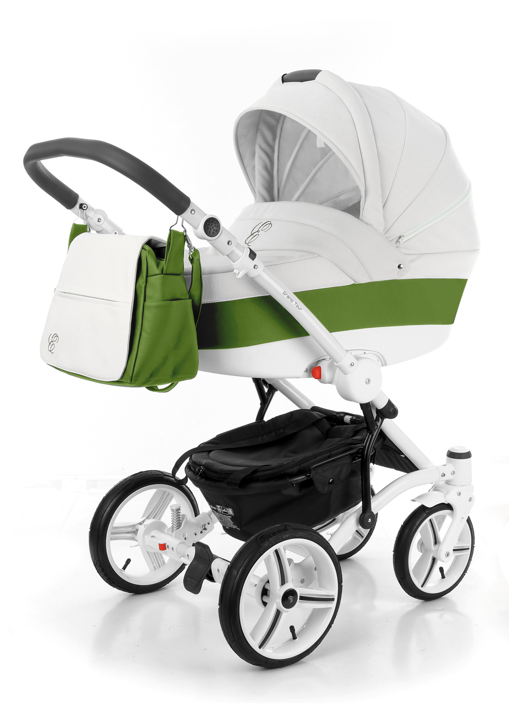 Коляска для новорожденных Esspero Grand Tour (шасси White) Apple leatherette