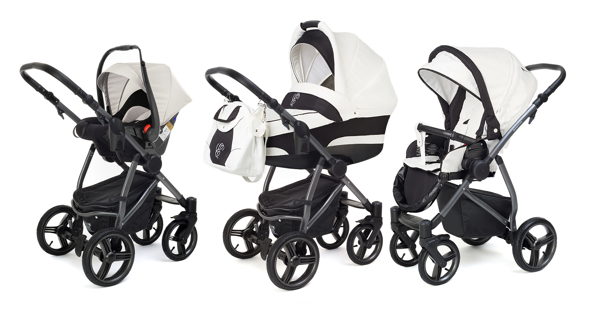 Коляска 3 в 1 Esspero Newborn Lux (шасси Graphite) White