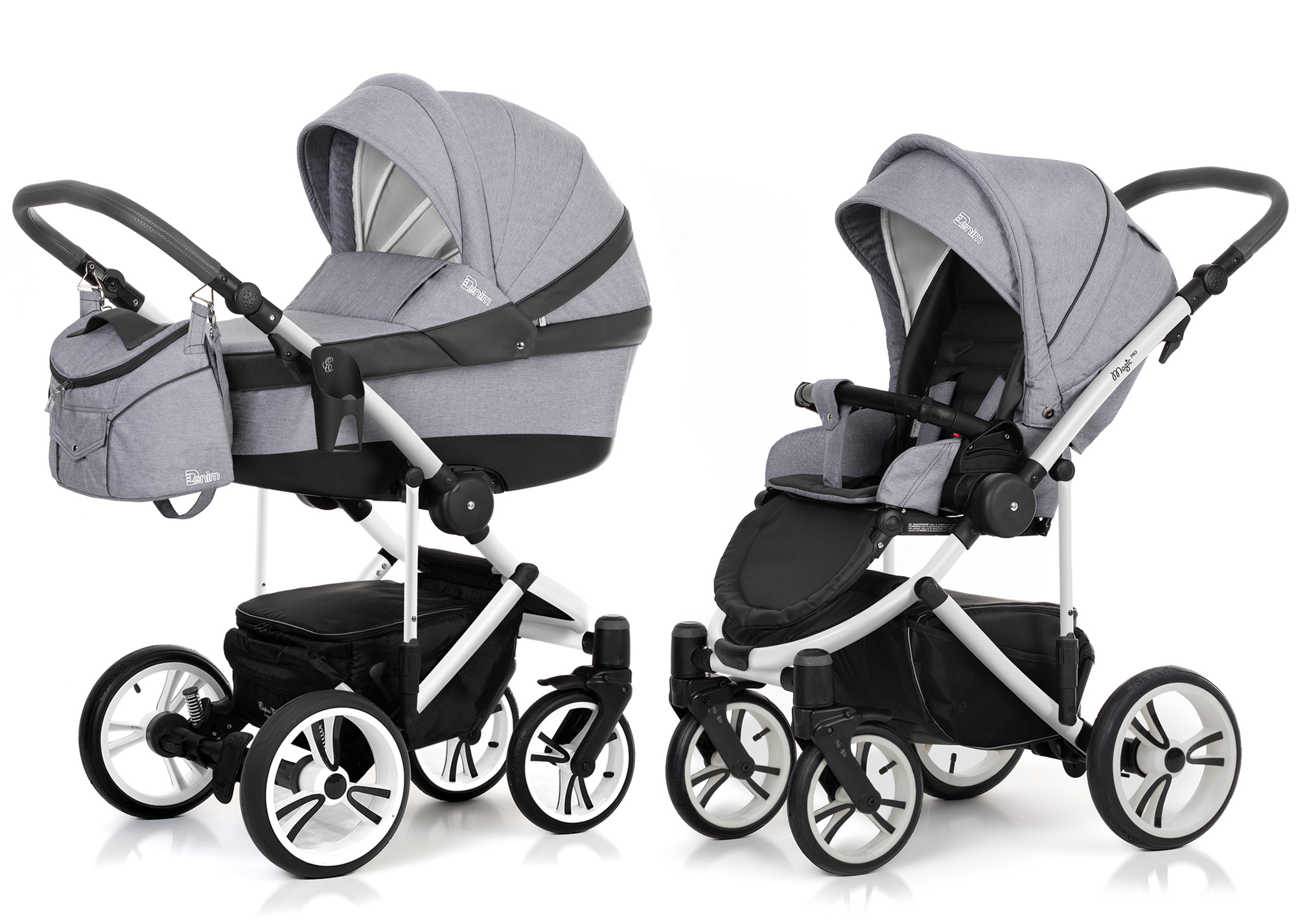 Коляска 2 в 1 Esspero Denim (шасси Magic Pro White) Grey