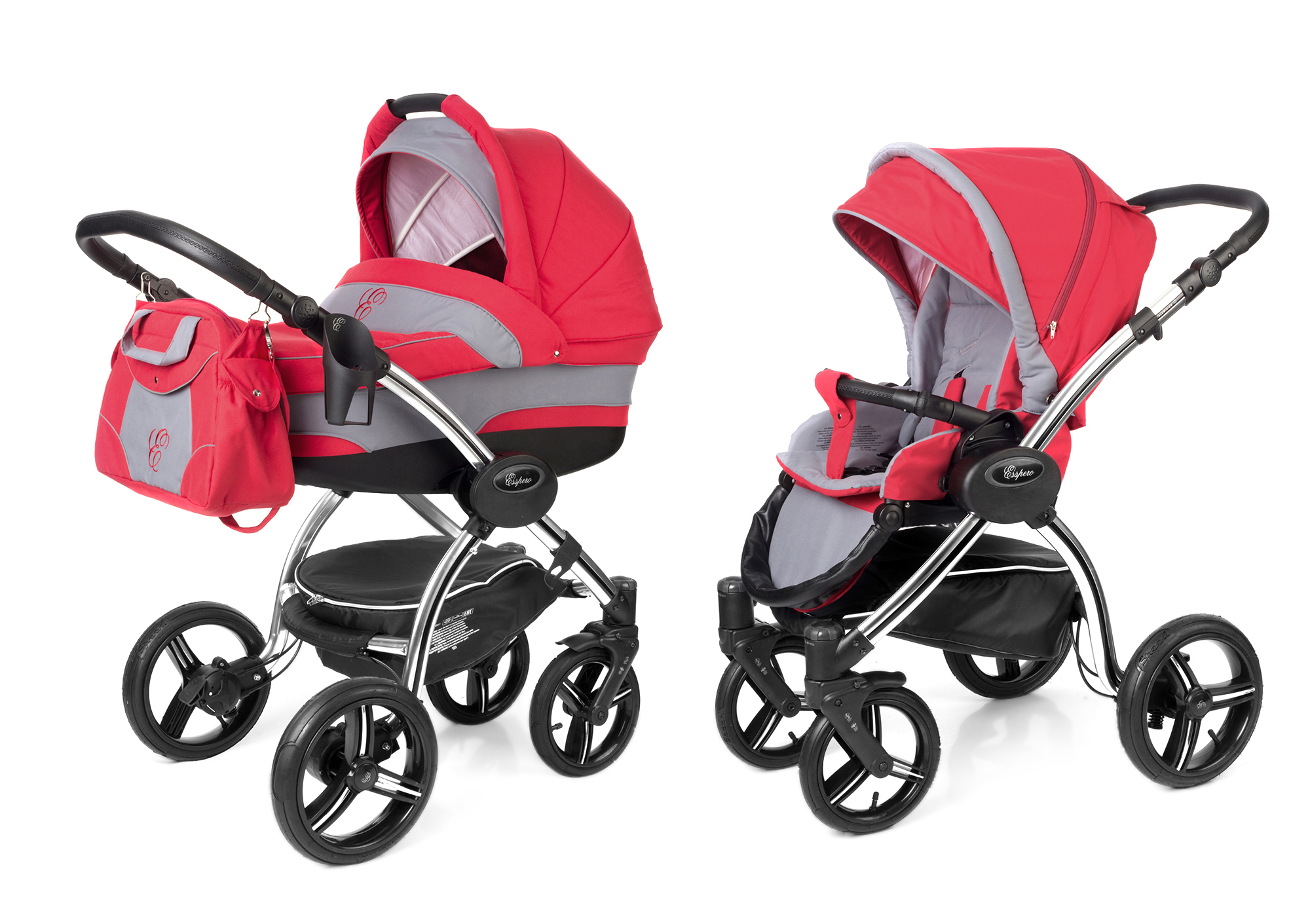 Коляска 2 в 1 Esspero I-Nova (шасси Chrome) Red Grey
