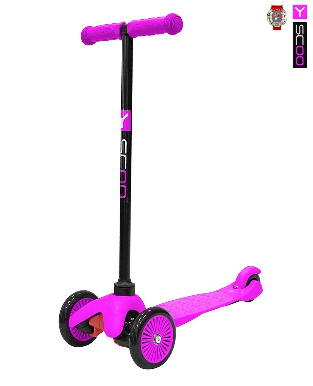 Самокат Y-SCOO mini A-5 Simple с цветными колесами pink
