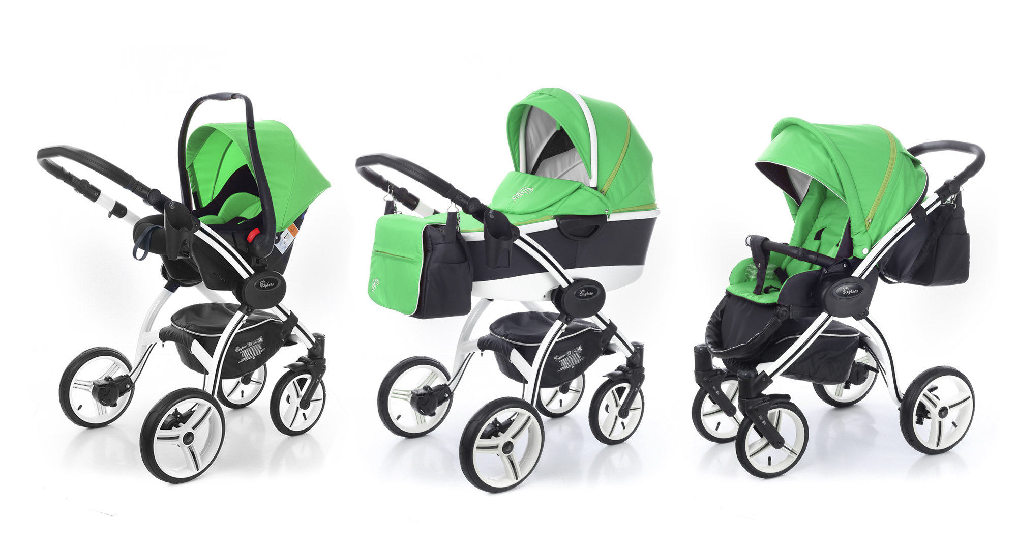 Коляска 3 в 1 Esspero I-Nova Alu (шасси White) Green