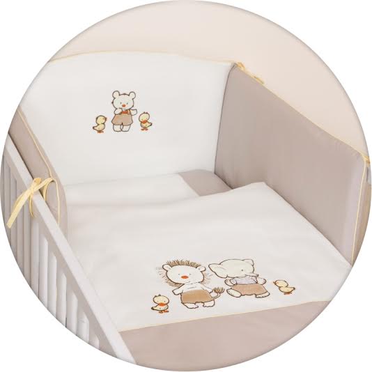 Постельное бельё Ceba Baby с вышивкой 3 предмета Ducklings Brown
