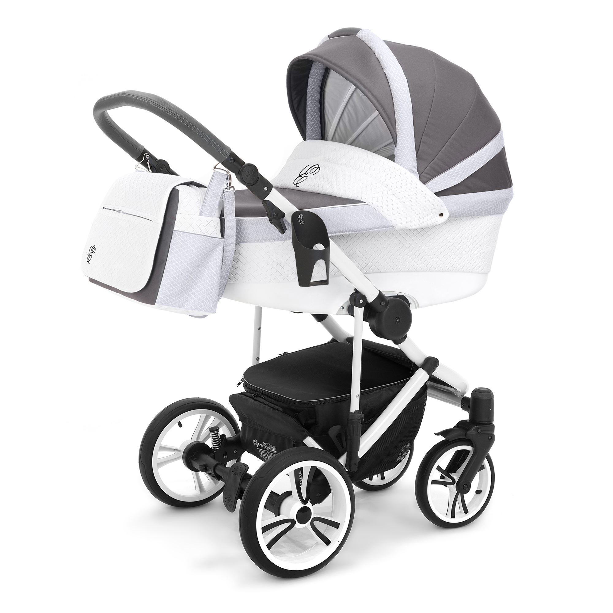 Коляска для новорожденных Esspero Grand Magic Pro (шасси White) Royal Light Grey