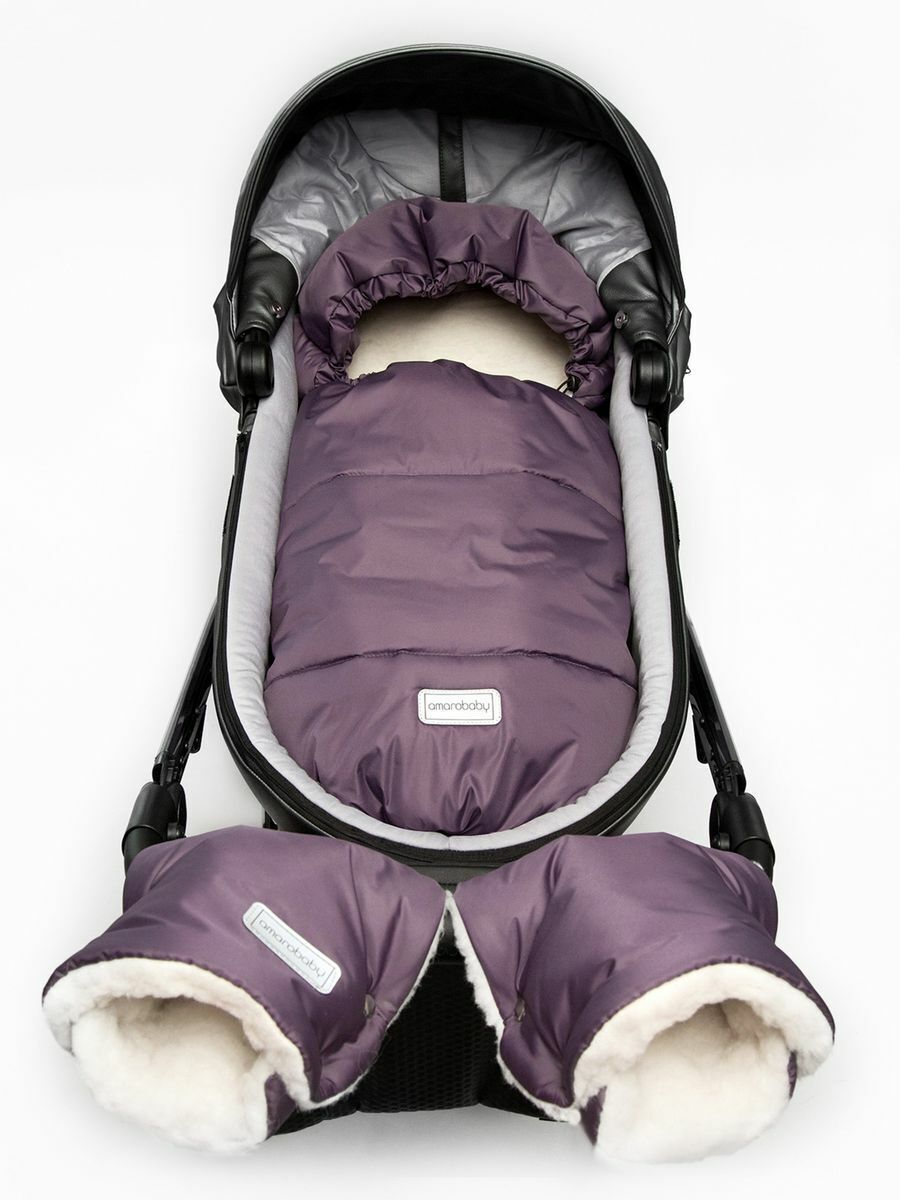 Конверт зимний меховой AMAROBABY Snowy Baby, 85 см Фиолетовый