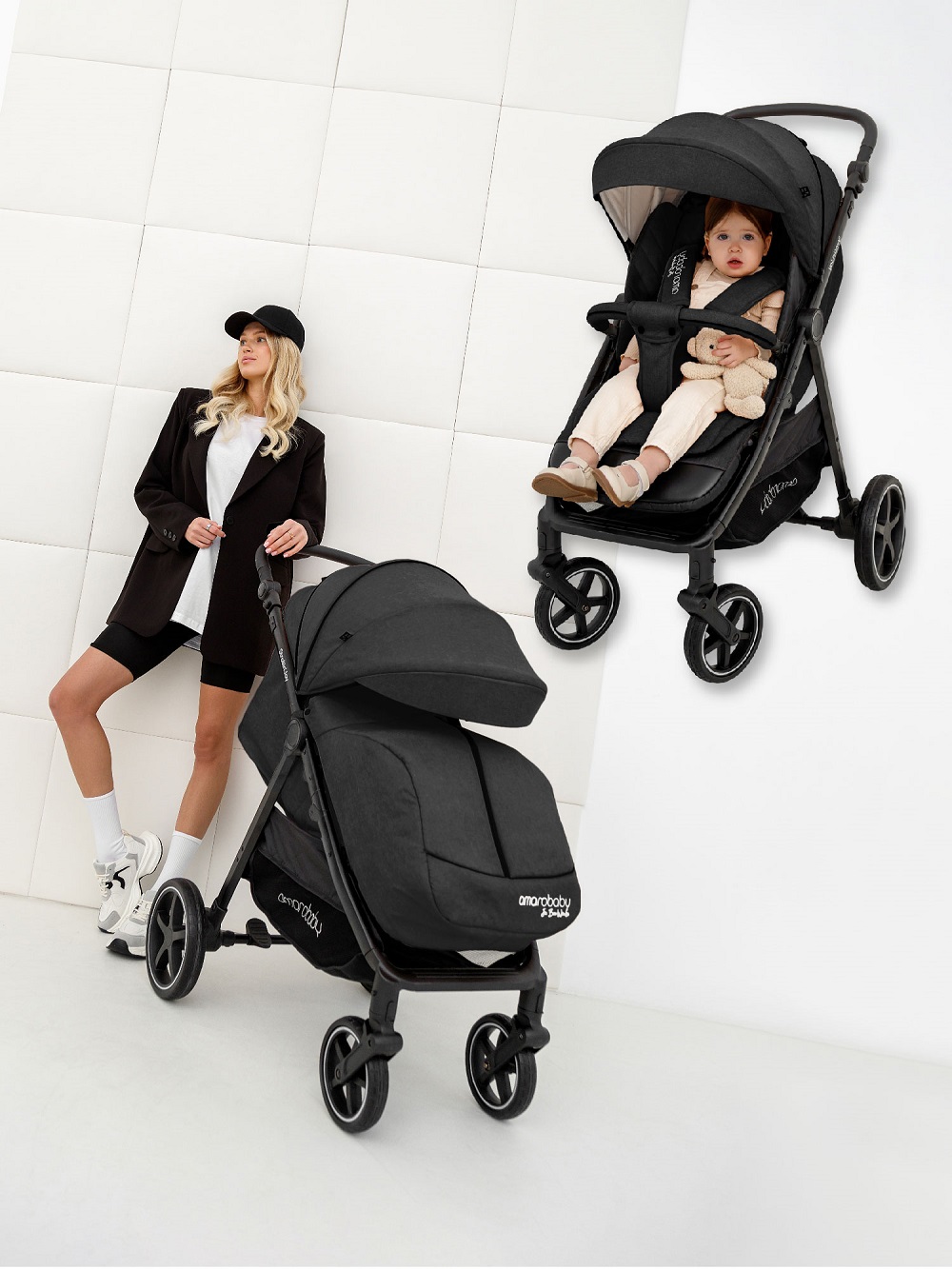 Прогулочная коляска Amarobaby Strollin Joy Черный