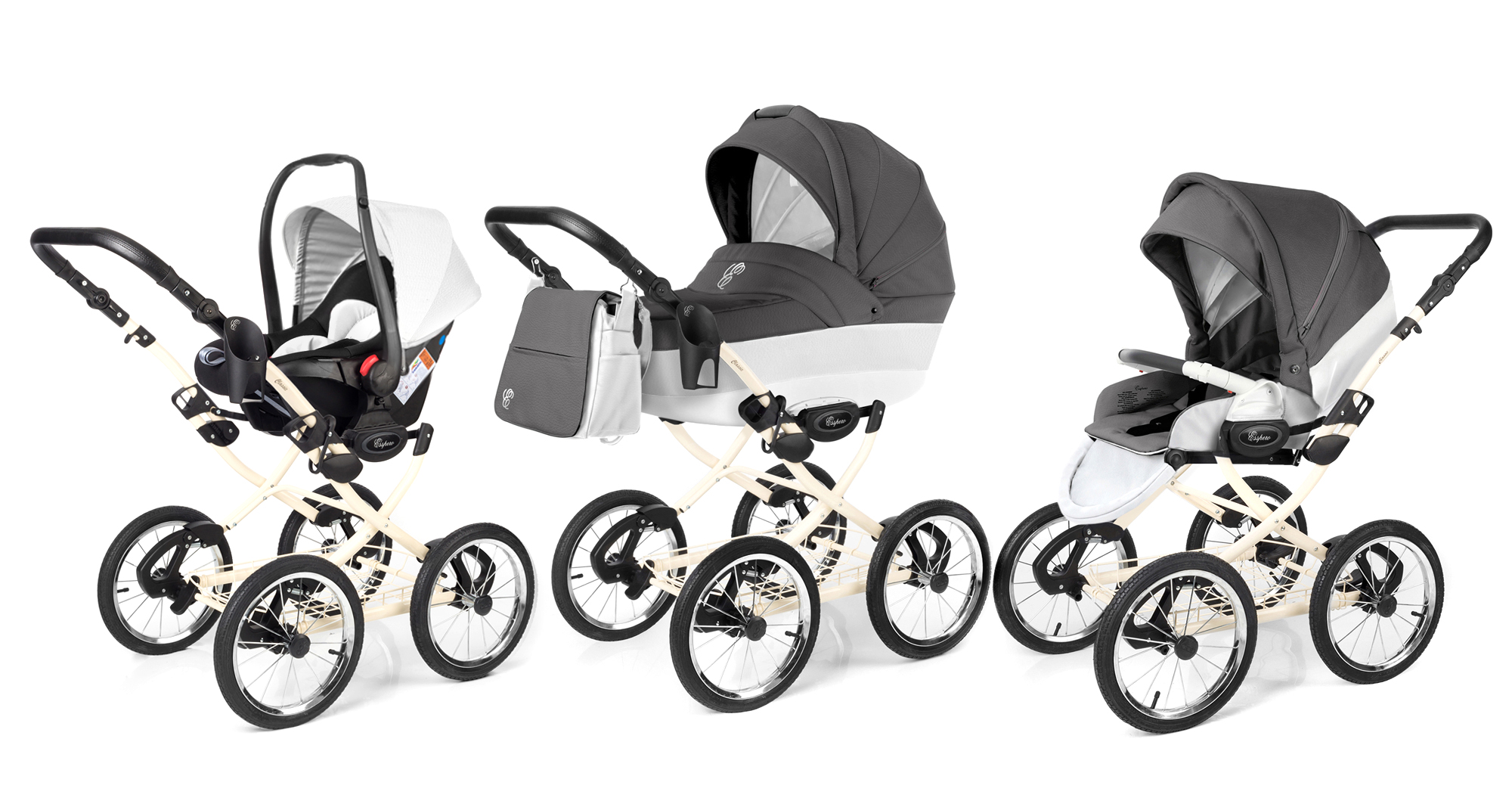 Коляска 3 в 1 Esspero Grand Classic (шасси Beige) Grafite leatherette