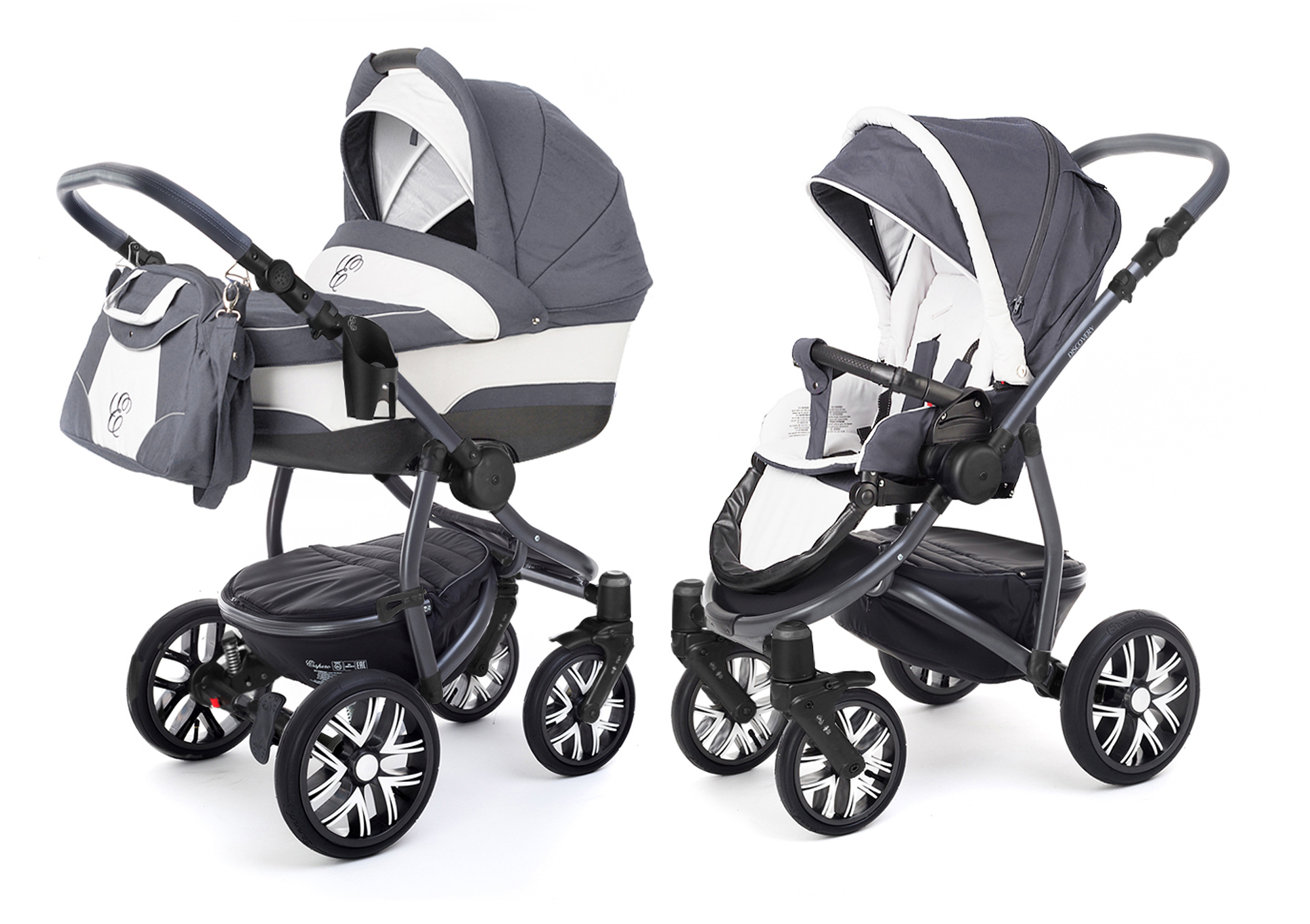 Коляска 2 в 1 Esspero Discovery (шасси Graphite) Grey Lux