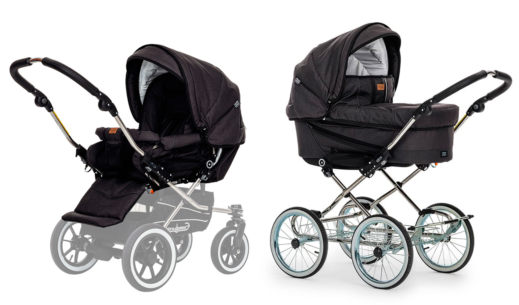 Коляска 2 в 1 Emmaljunga Edge Duo Combi Lounge (шасси De Luxe Chrome) Black