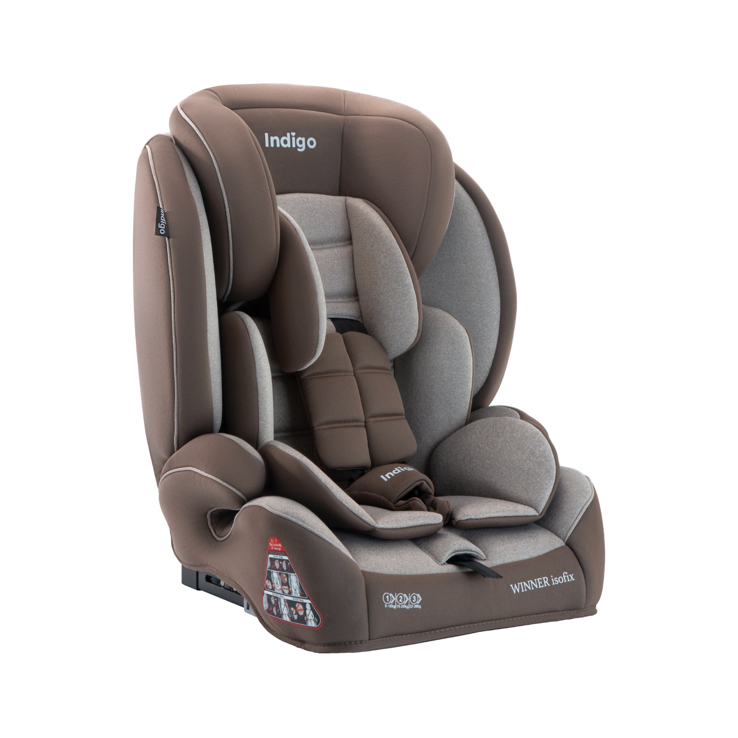 Автокресло Indigo WINNER ISOFIX, YB706B, группа 1+2+3 бежевый-коричневый