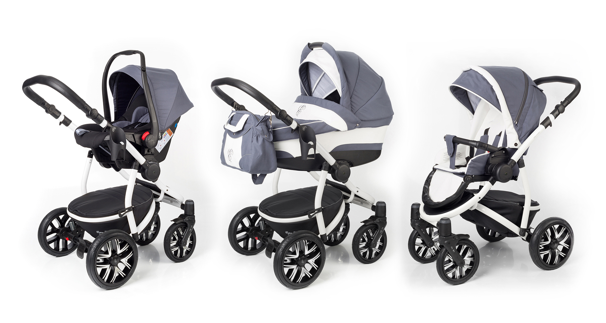 Коляска 3 в 1 Esspero Discovery (шасси White) Grey Lux
