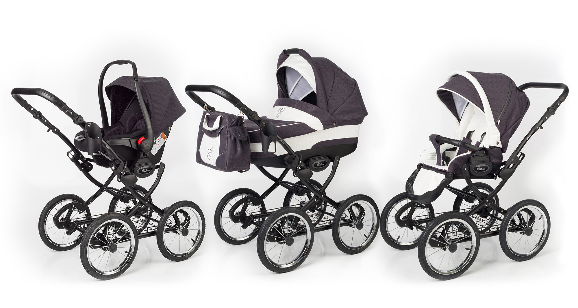 Коляска 3 в 1 Esspero Classic (шасси Black) Grey Leves
