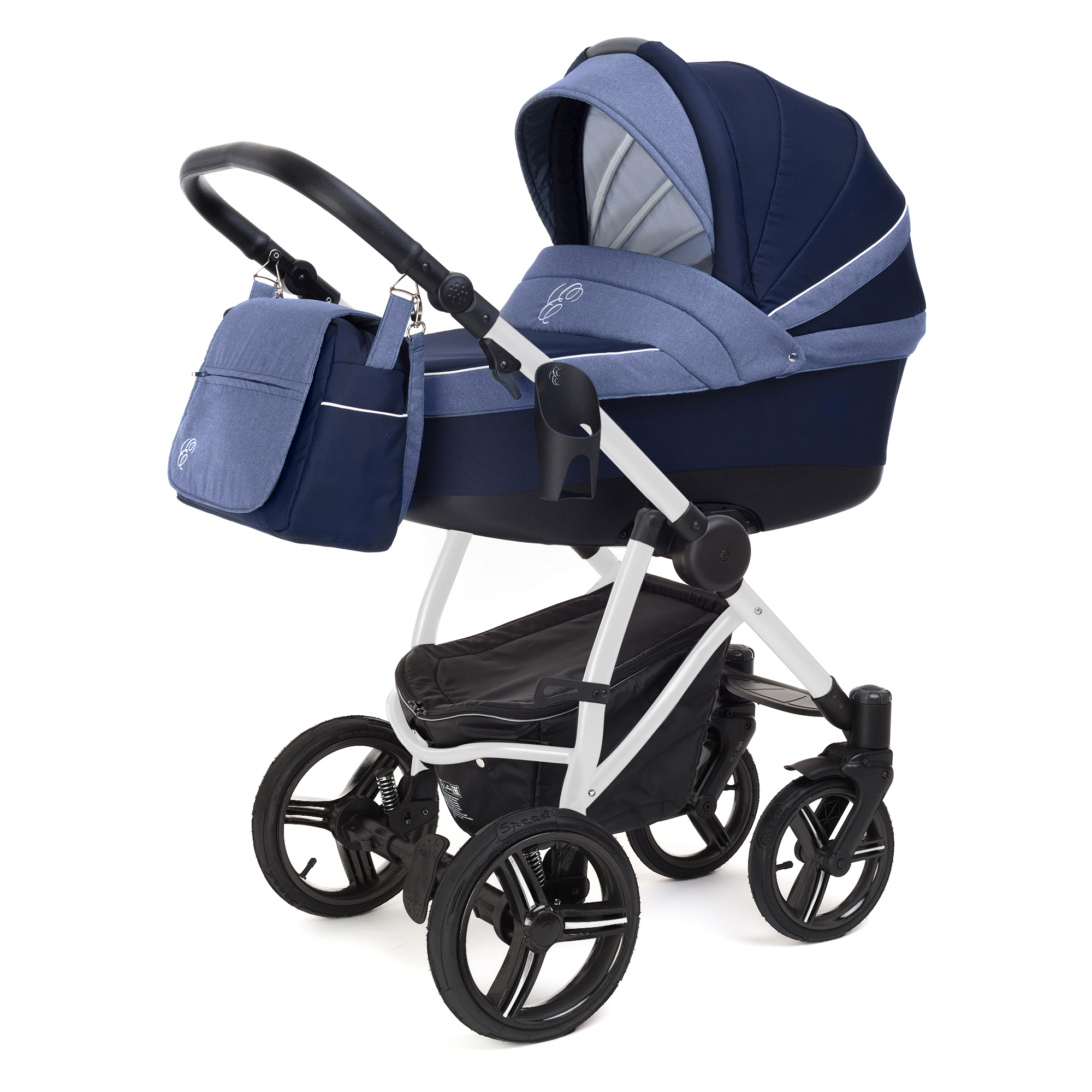 Коляска для новорожденных Esspero Grand Newborn Lux (шасси White) Deep Night