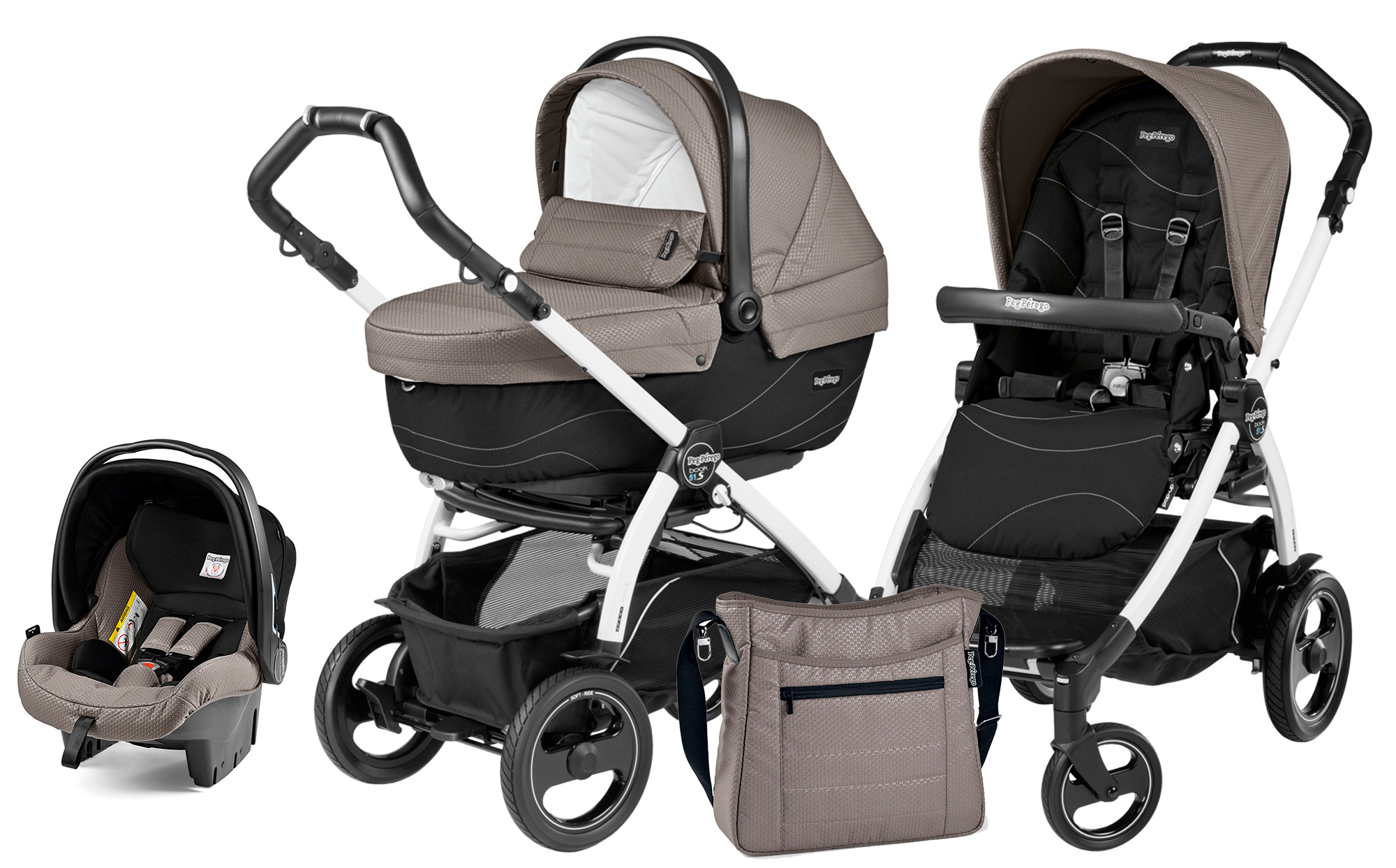 Коляска 3 в 1 Peg Perego Book 51 S XL Set Modular (шасси White/Black) Bloom Beige