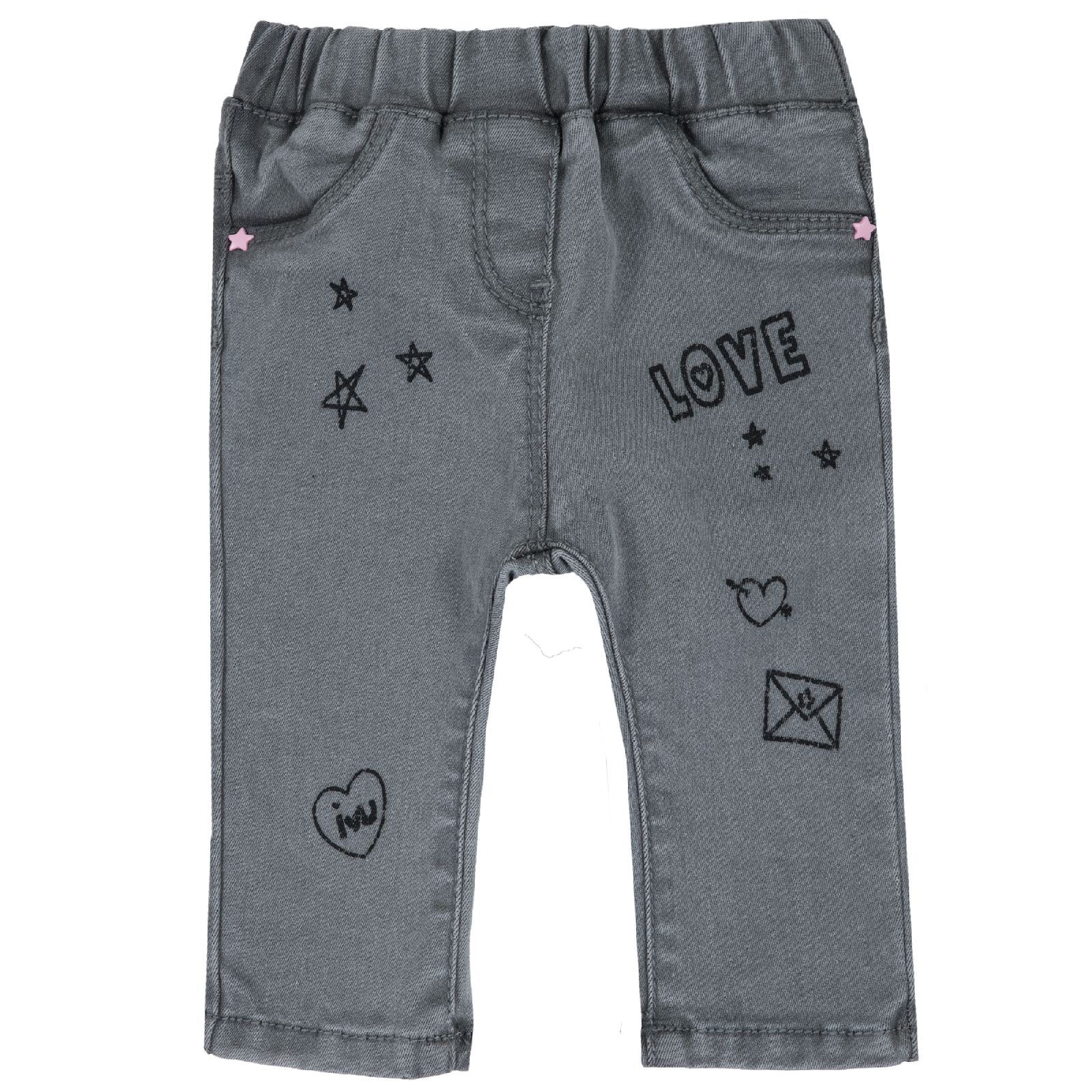 Джинсы Chicco, принт Love, для девочек, цвет серый Серый, р.74
