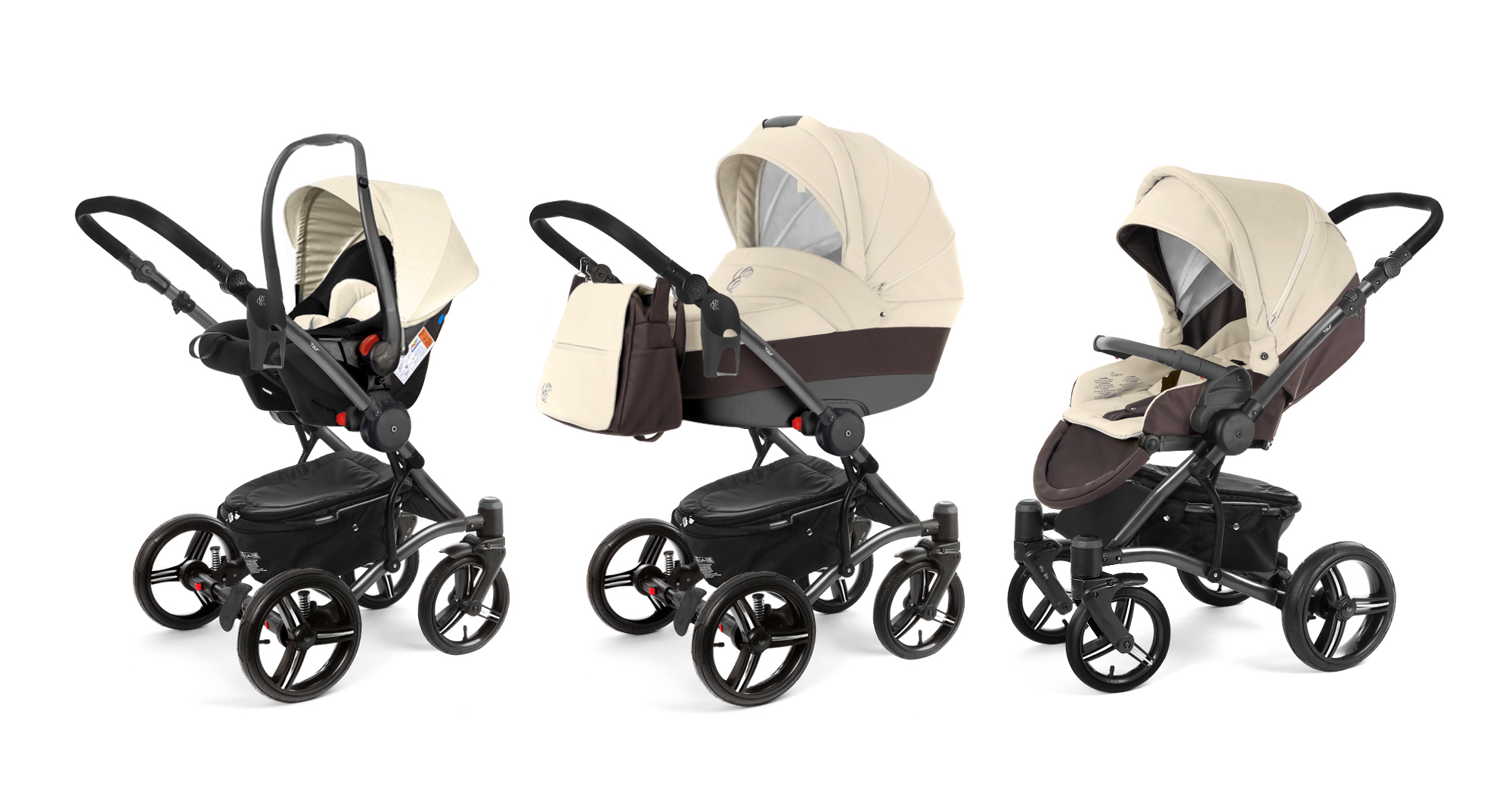 Коляска 3 в 1 Esspero Grand Tour (шасси Graphite) Cream leatherette