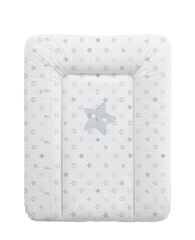 Пеленальный матрац Ceba Baby мягкий на комод 70x50 см Stars Grey