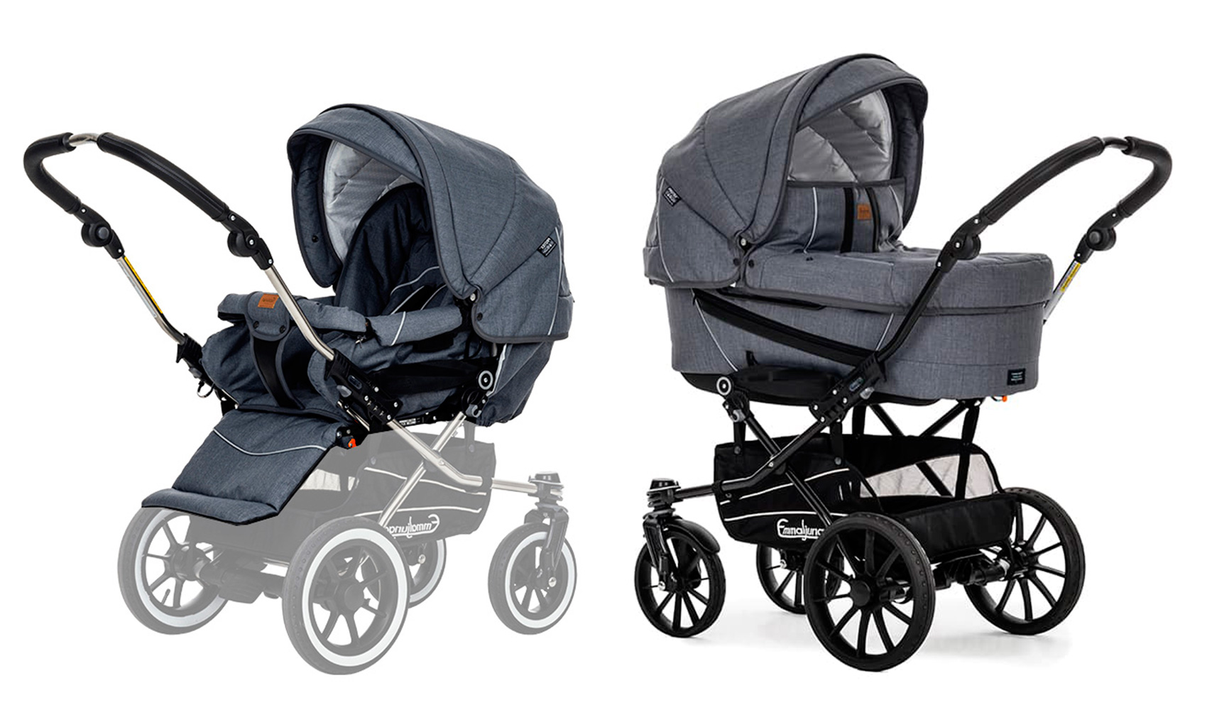 Коляска 2 в 1 Emmaljunga Edge Duo Combi Lounge (шасси Duo S Competition) Grey