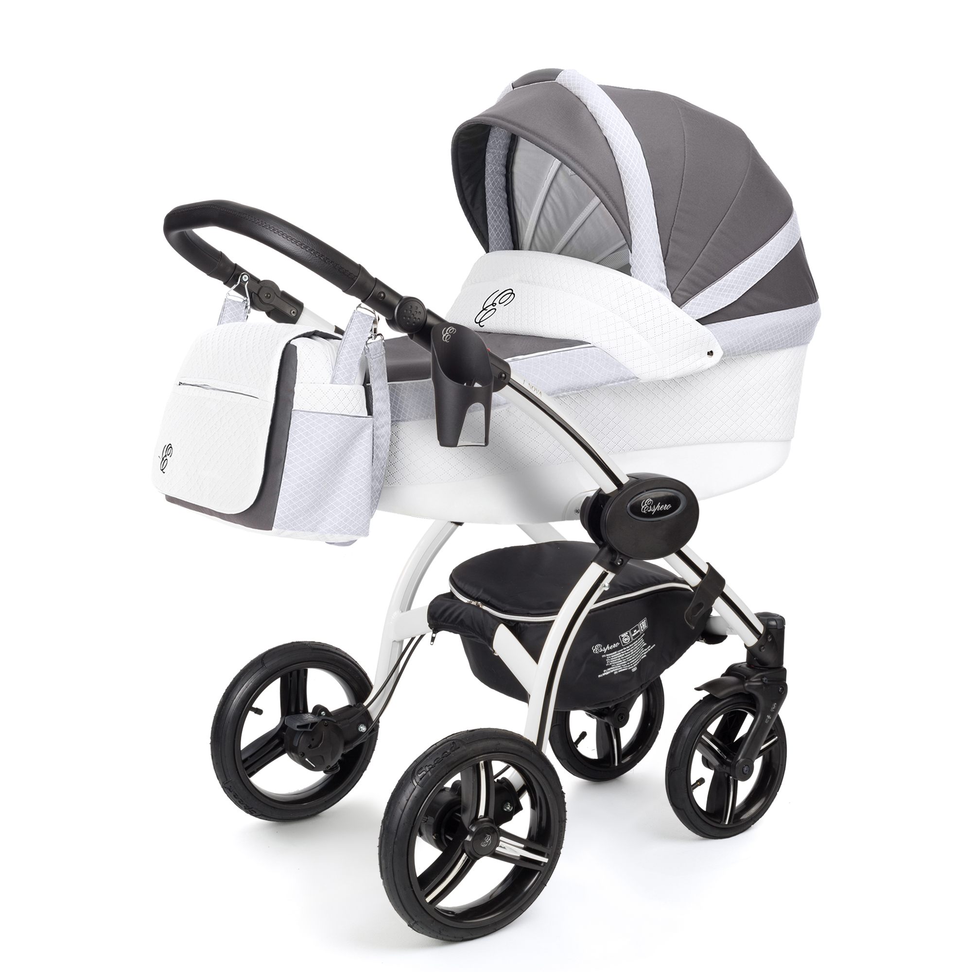 Коляска для новорожденных Esspero Grand I-Nova (шасси White) Royal Light Grey