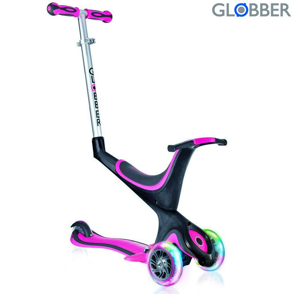 Самокат GLOBBER EVO 5 in 1 с 3 светящимися колесами Pink