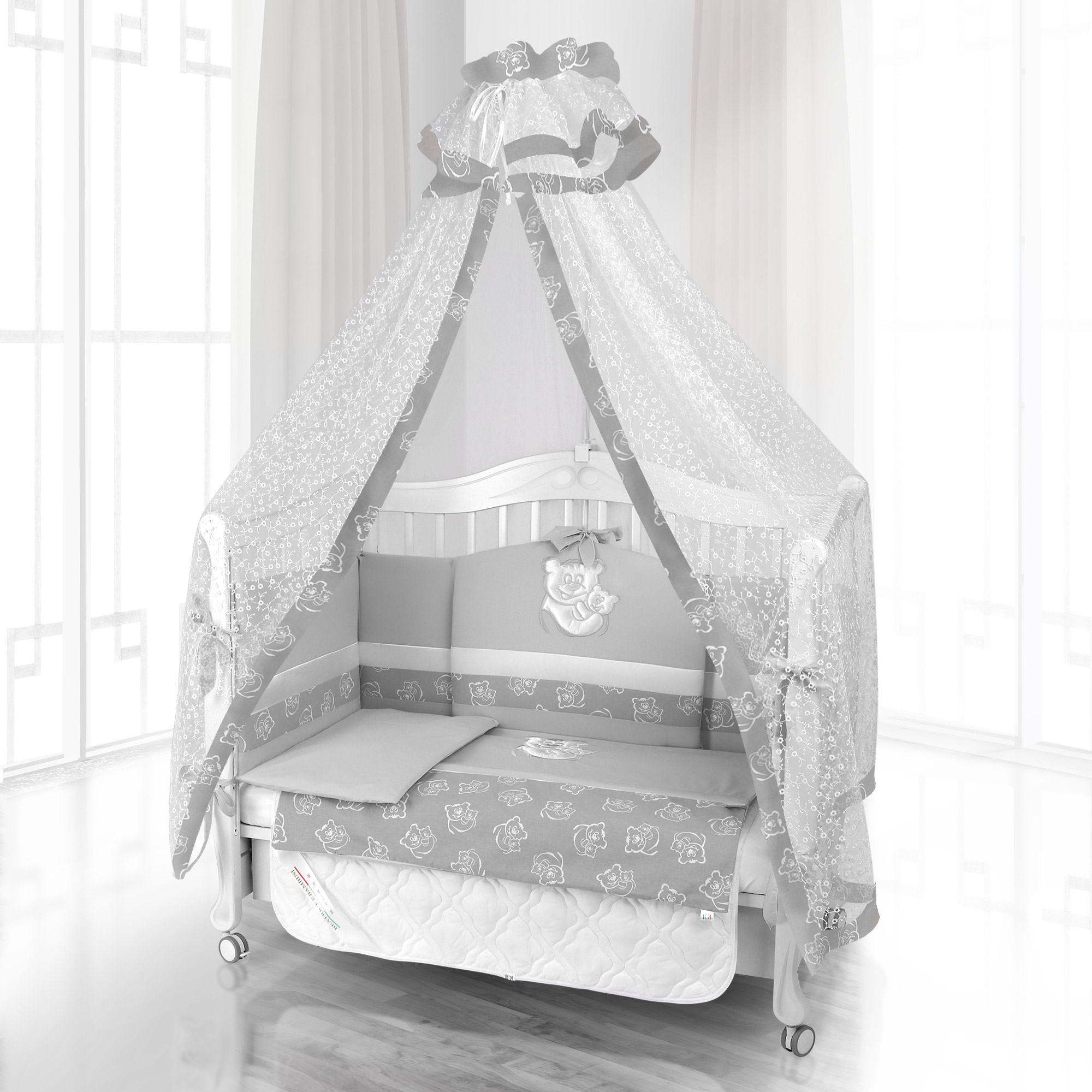 Комплект постельного белья Beatrice Bambini Unico Orso Mamma (120х60) grigio grigio