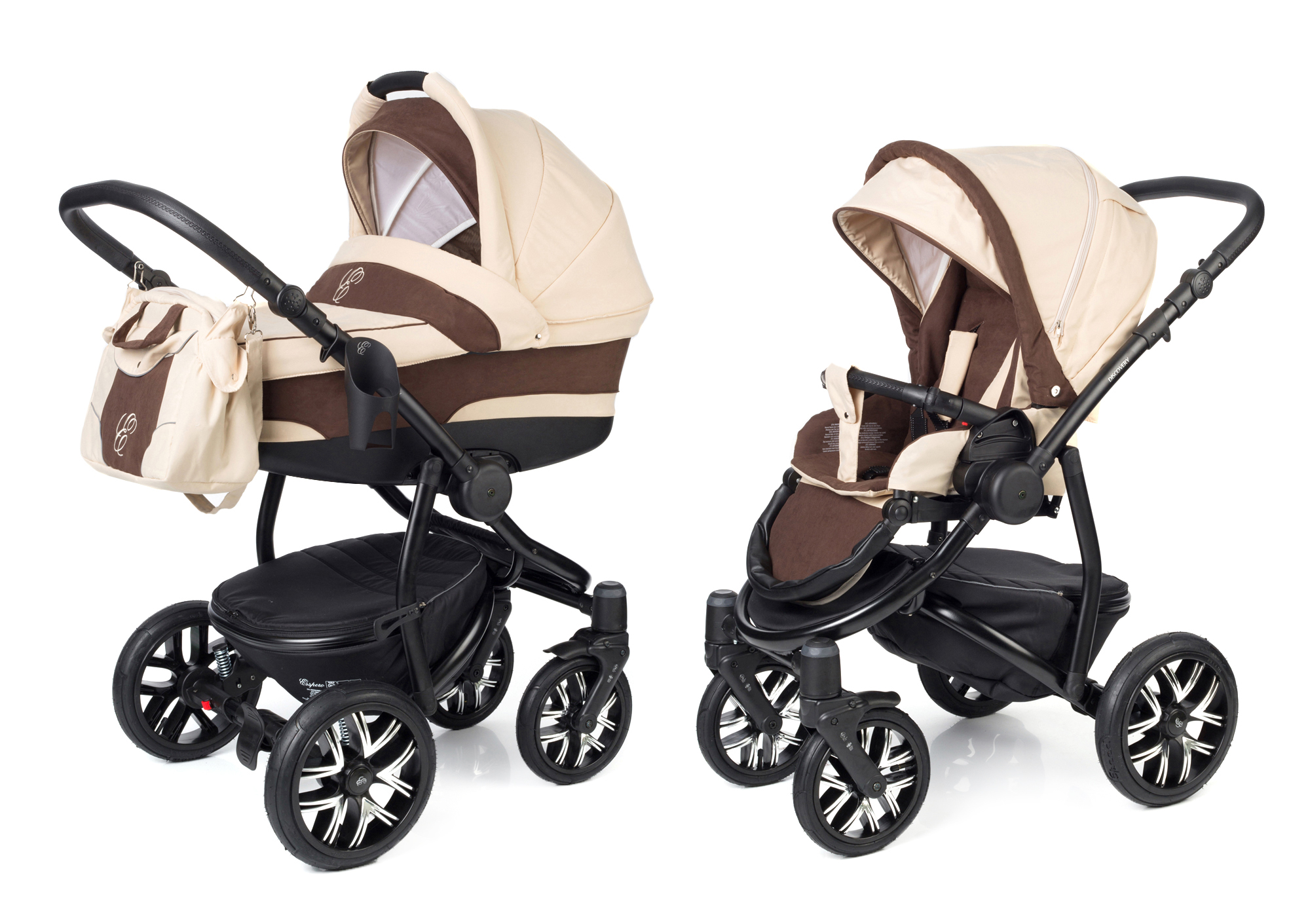 Коляска 2 в 1 Esspero Discovery (шасси Black) Beige Brown