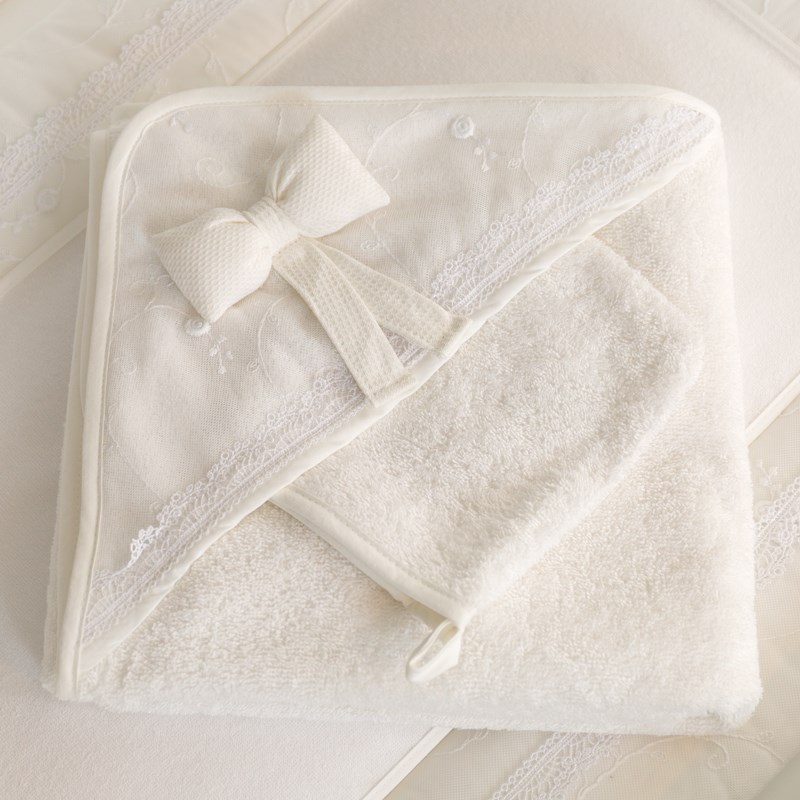 Полотенце-уголок Funnababy Premium Baby 90x90 см + варежка Белый
