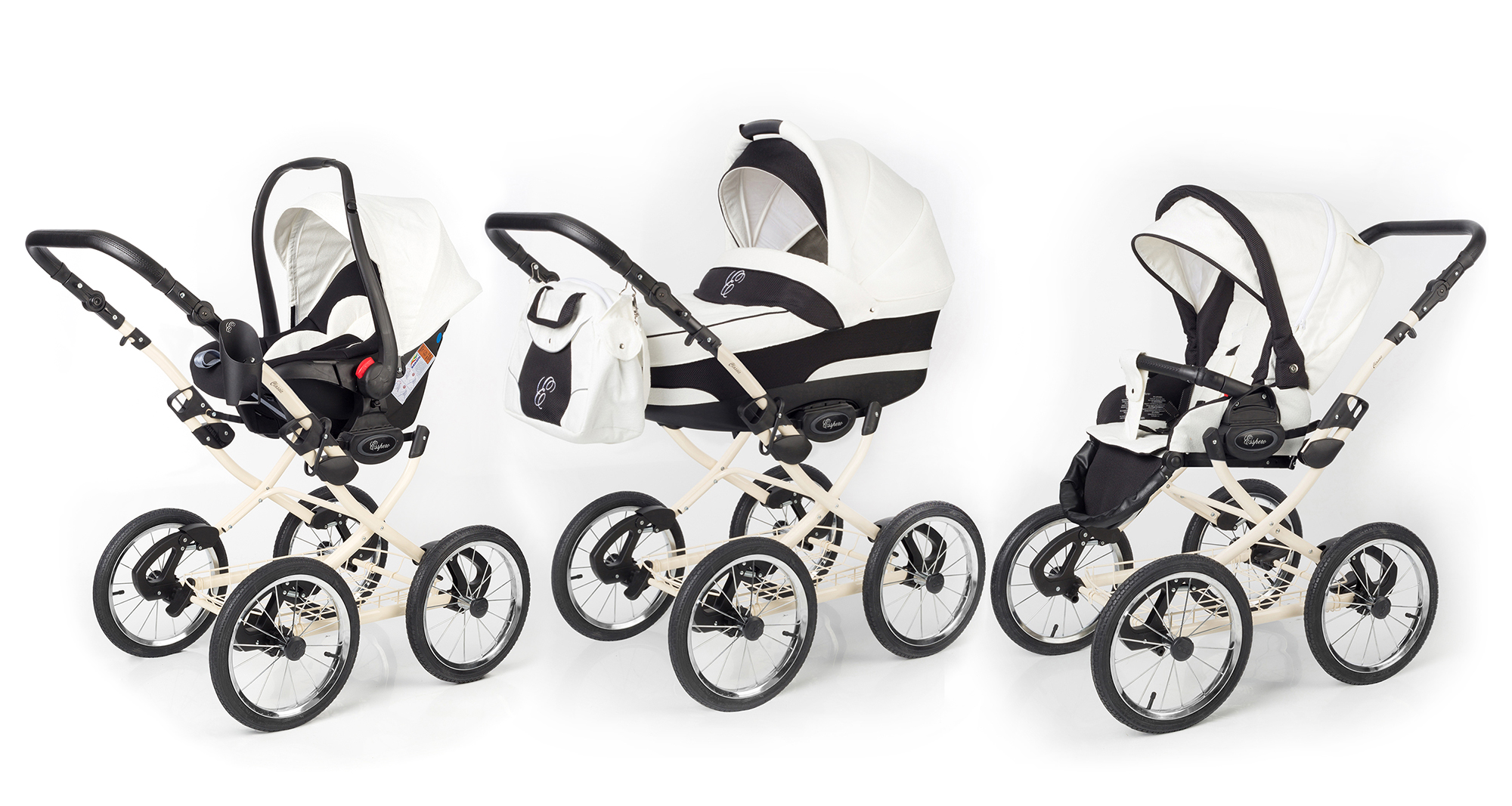 Коляска 3 в 1 Esspero Classic (шасси Beige) White