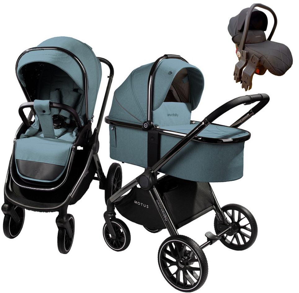 Коляска 3 в 1 Amarobaby MOTUS V2 Бирюзовый