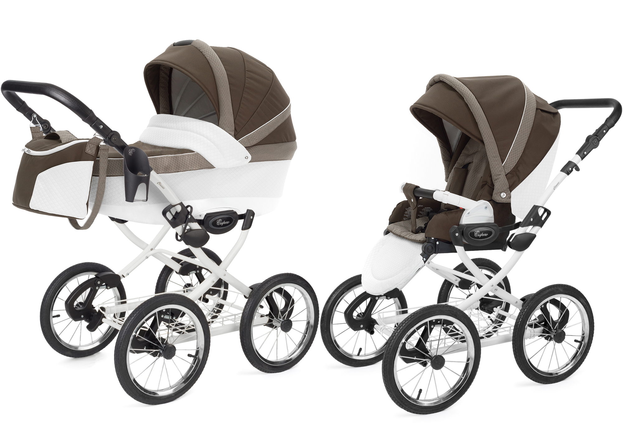 Коляска 2 в 1 Esspero Grand Classic (шасси White) Royal Brown