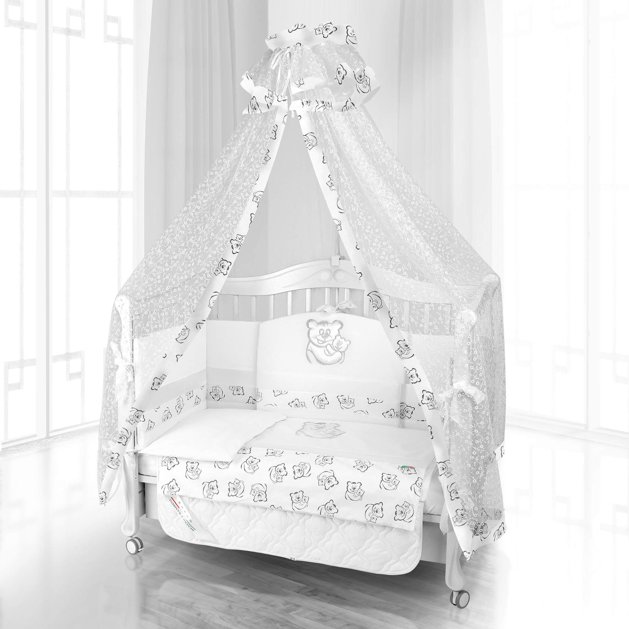 Комплект постельного белья Beatrice Bambini Unico Orso Mamma (120х60) bianco bianco
