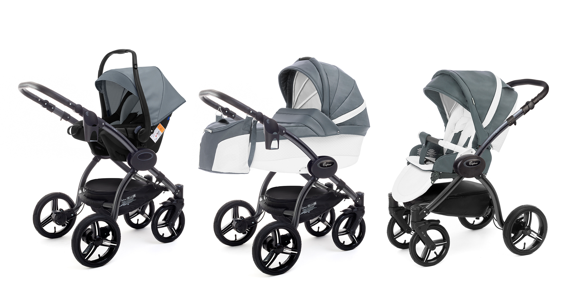 Коляска 3 в 1 Esspero Grand I-Nova (шасси Graphite) Nappa Blue Grey