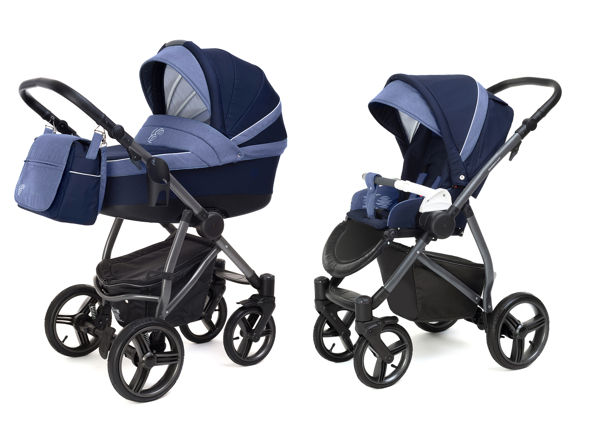 Коляска 2 в 1 Esspero Grand Newborn Lux (шасси Graphite) Deep Night