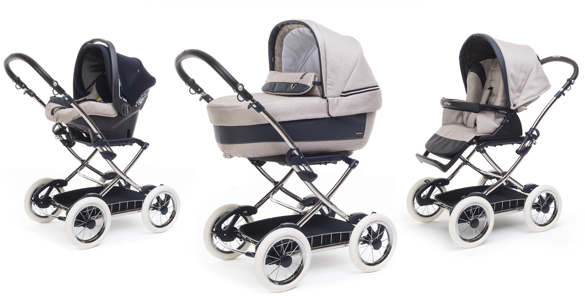 Коляска 3 в 1 Peg Perego Navetta Elite Chrome + Seggiolino Giro + Viaggio SL Luxe Beige