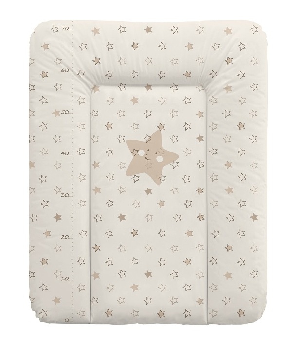 Пеленальный матрац Ceba Baby мягкий на комод 70x50 см Stars Beige