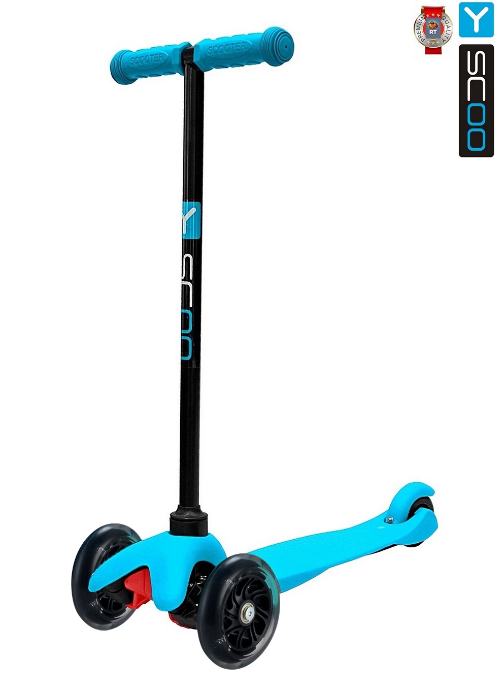 Самокат Y-SCOO mini A-5 Shine со светящими колесами blue