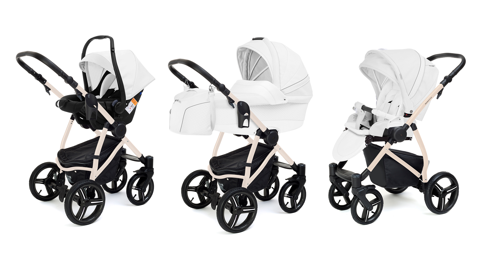 Коляска 3 в 1 Esspero Grand Newborn Lux (шасси Beige) Nappa White