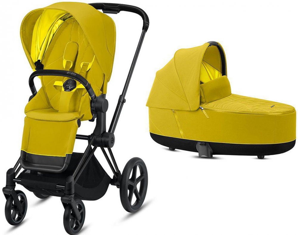 Коляска 2 в 1 Cybex Priam III (Matt Black) Mustard Yellow