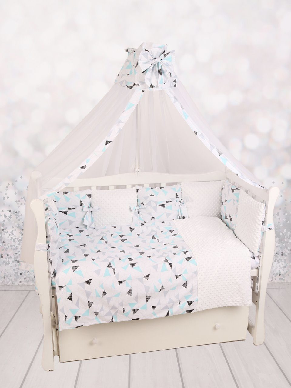 Комплект в кроватку 18 предметов AmaroBaby Exclusive Soft Collection Треугольники